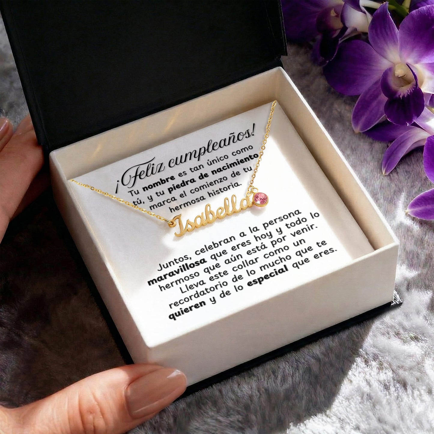 Collar de Cumpleaños con Nombre y Piedra de Nacimiento Personalizados