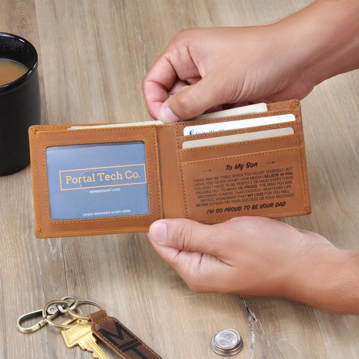 To My Son - I Am Proud To Be Your Dad - Leather Wallet