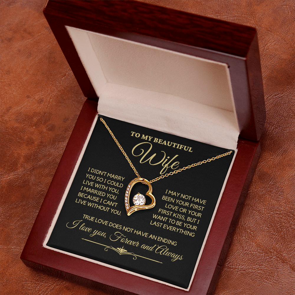 To My Wife - I Can't Live Without You Heart Necklace