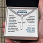 Amazing Grandson - Stronger Braver Smarter - Cuban Chain Cross Necklace - With Engraving - Two-toned box