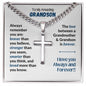 Amazing Grandson - Stronger Braver Smarter - Cuban Chain Cross Necklace - With Engraving - Two-toned box