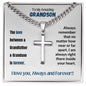 My Amazing Grandson/Grandfather - Cuban Chain Cross Necklace - With Engraving Two-tone box