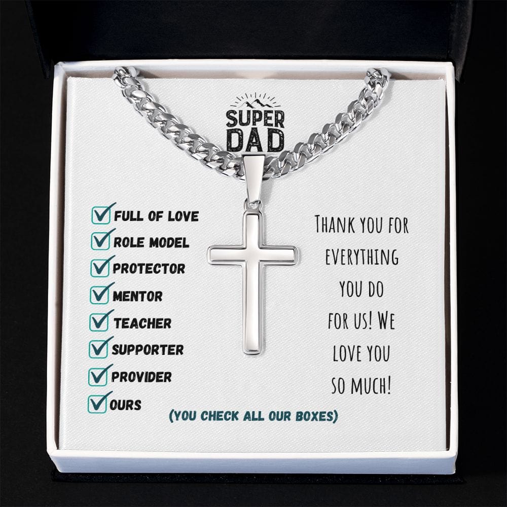 Super Dad - Personalized Cuban Chain Cross Necklace