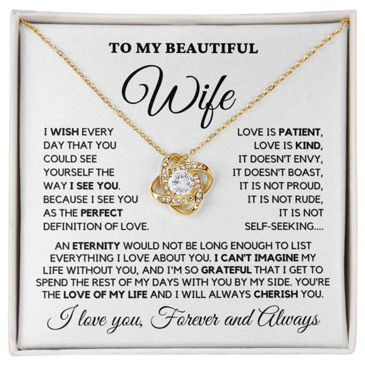 To My Wife - My Perfect Love - Necklace - Yellow Gold Finish with Two-tone Box