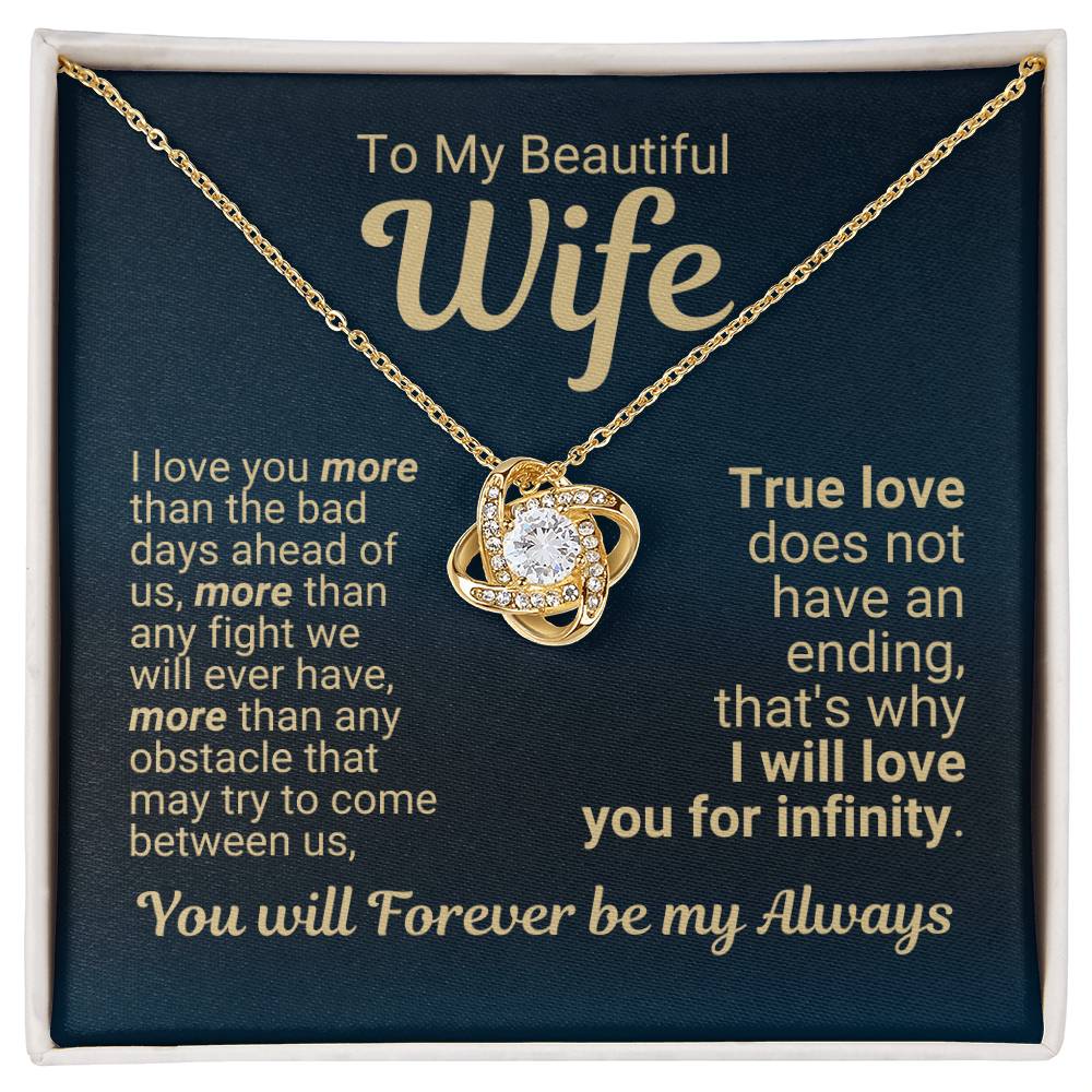 To My Wife - I Love You More - Necklace - Yellow Gold with Two-tone Box