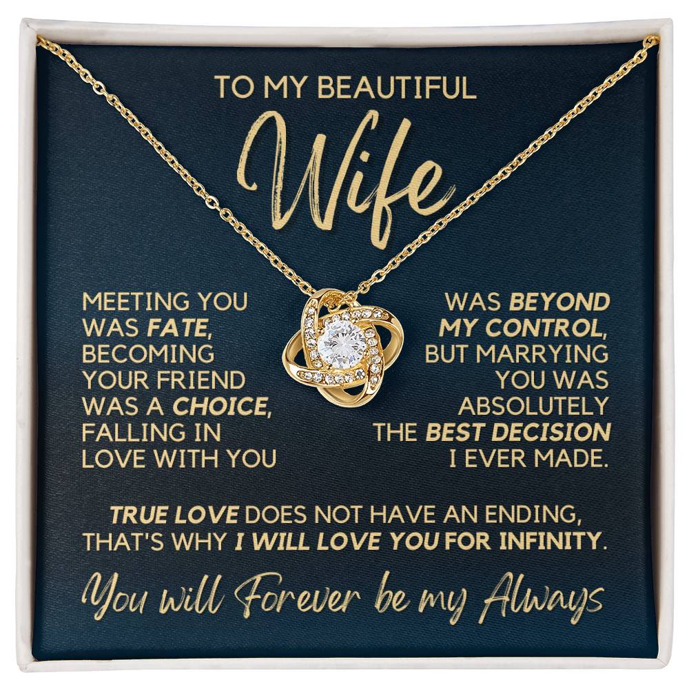 To My Wife - Infinite Love - Necklace - Yellow Gold Finish with Two-tone Box