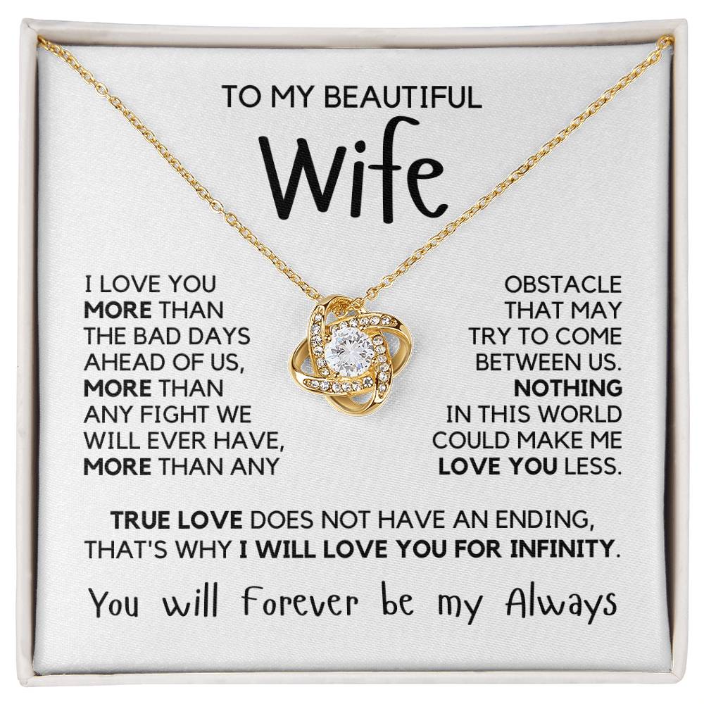 To My Wife - I Love You More - Necklace - Yellow Gold Finish with Two-tone Box