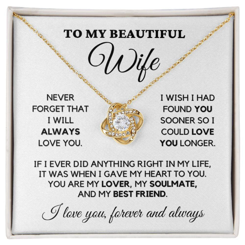 To My Wife - My Lover, My Friend - Necklace Yellow Gold Finish with Two-tone Box