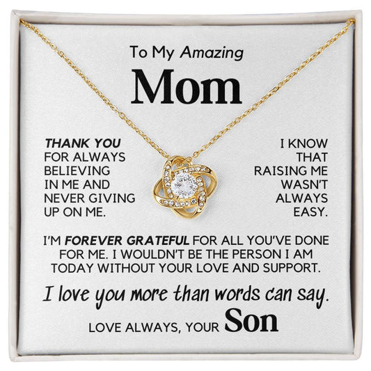 To Mom From Son - Forever Love - Yellow Gold Finish Necklace with two-tone box