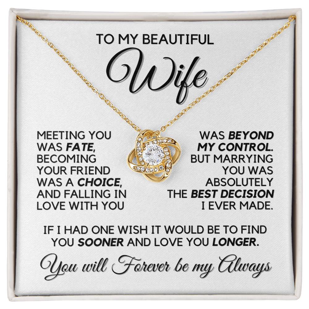 To My Wife - Infinite Love - Necklace - Yellow Gold Finish with Two-tone Box