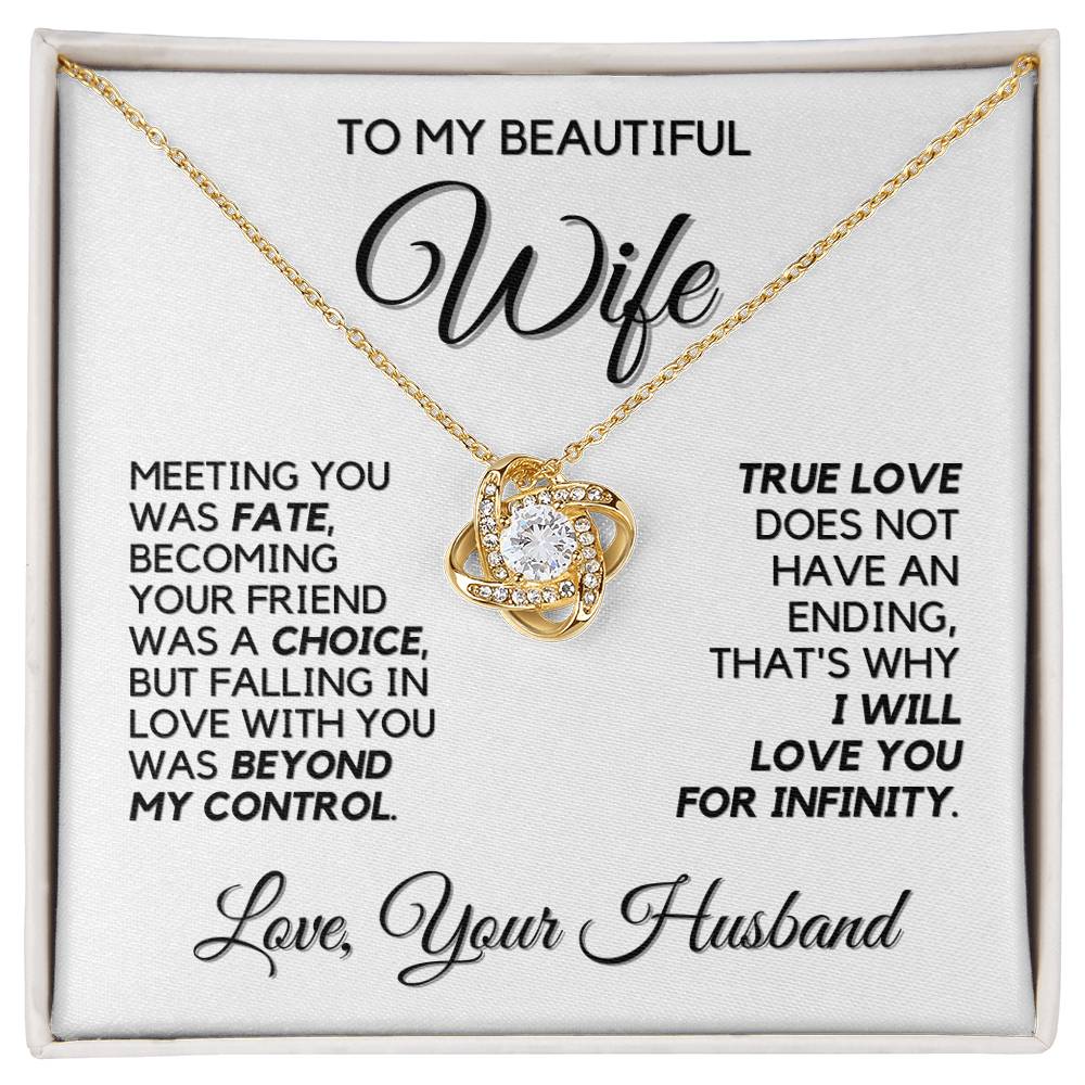 To My Wife - Infinite Love - Necklace - Yellow Gold Finish with Two-tone Box