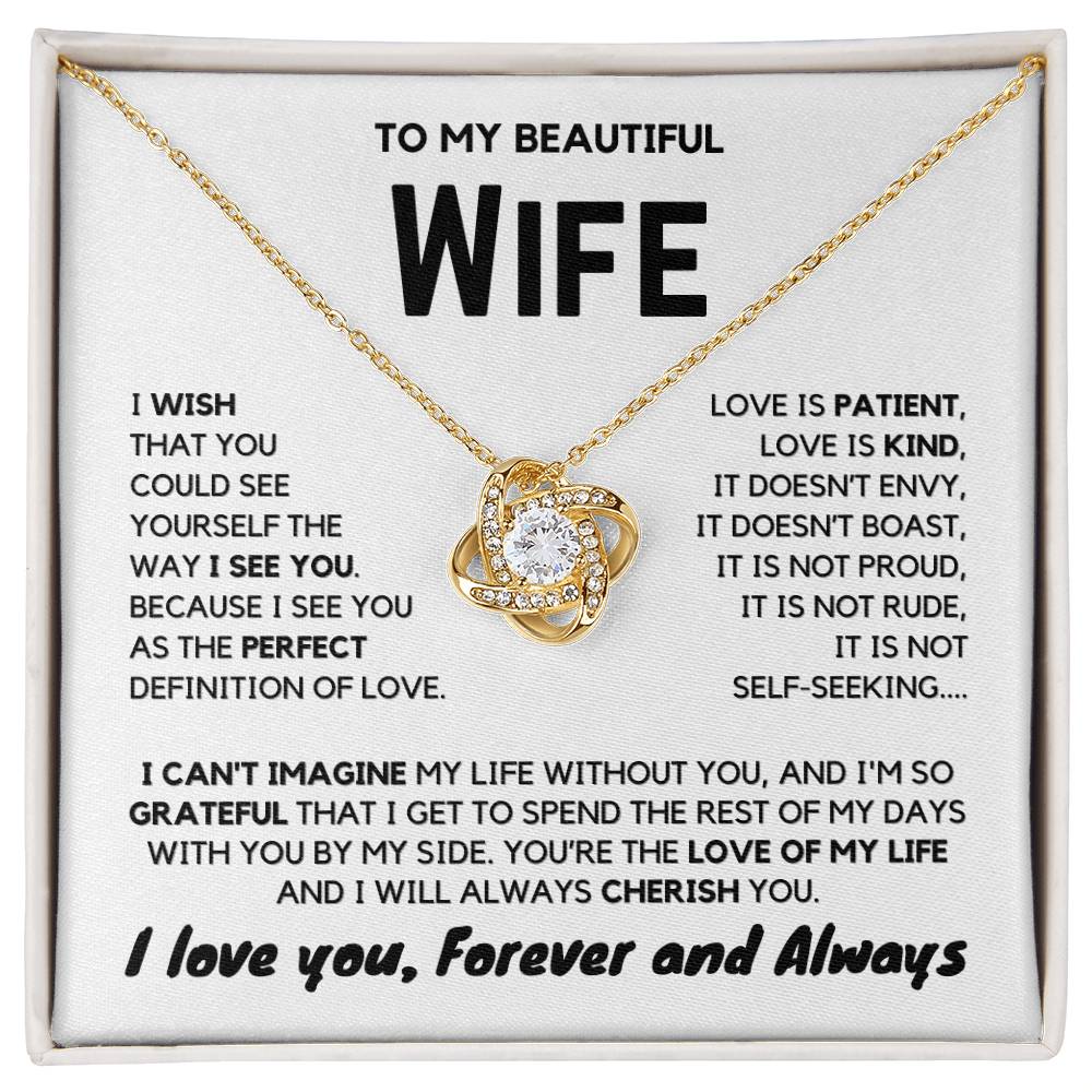 To My Wife - My Perfect Love - Necklace - Yellow Gold Finish with Two-tone Box