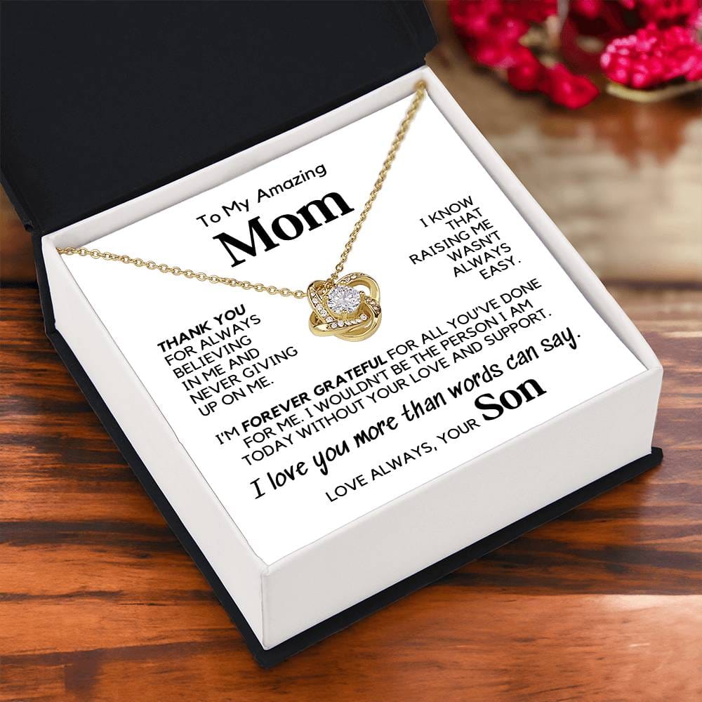 To Mom From Son - Forever Love - Yellow Gold Finish Necklace with two-tone box