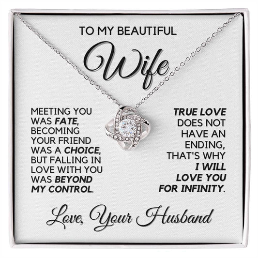 To My Wife - Infinite Love - Necklace - White Gold Finish with Two-tone Box