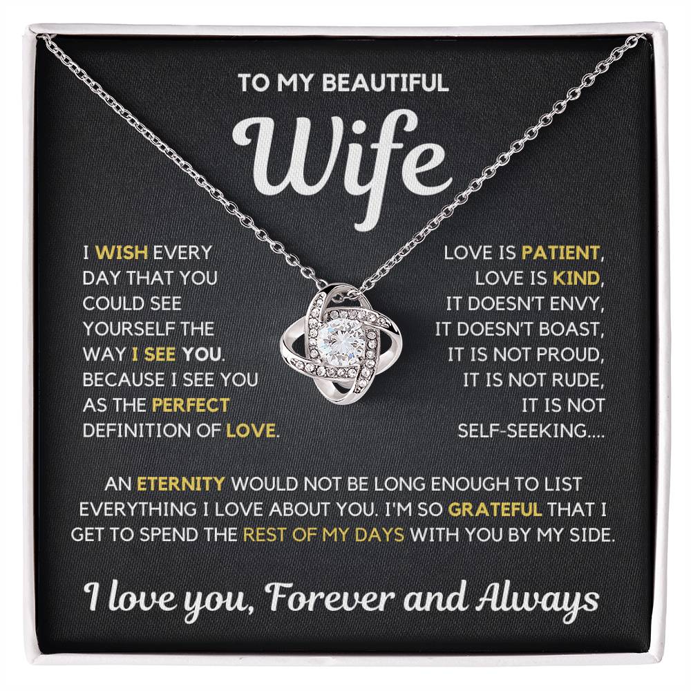 To My Wife - My Perfect Love - Necklace - White Gold Finish with Two-tone Box