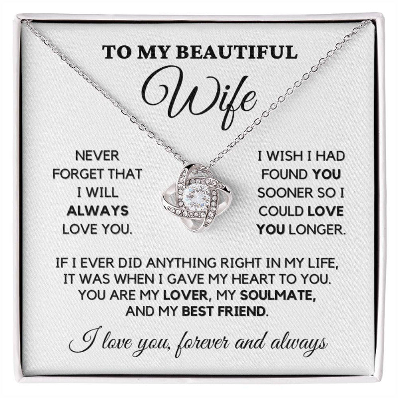 To My Wife - My Lover, My Friend - Necklace White Gold Finish with Two-tone Box