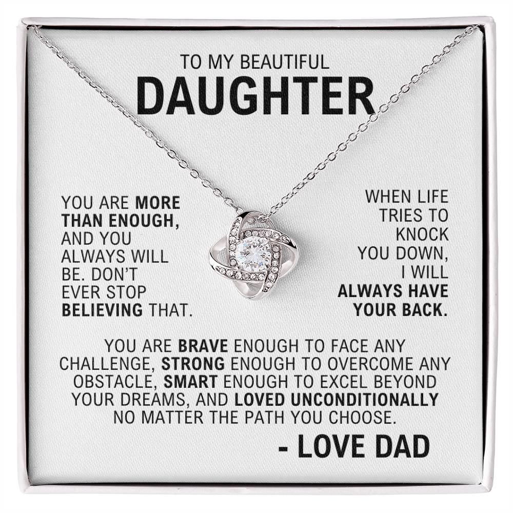 To My Daughter - I Will Always Love You - White Gold Finish Necklace with Two-tone Box