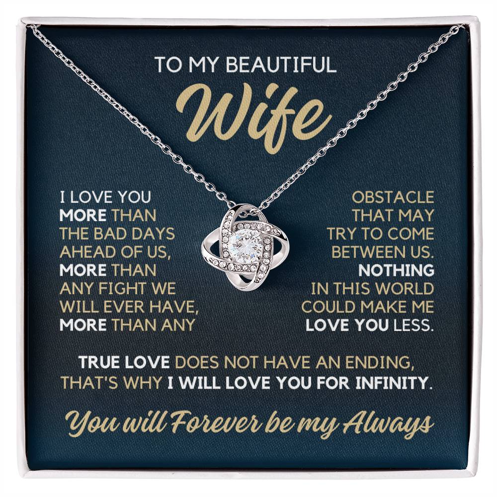 To My Wife - I Love You More - Necklace - White Gold Finish with Two-tone Box