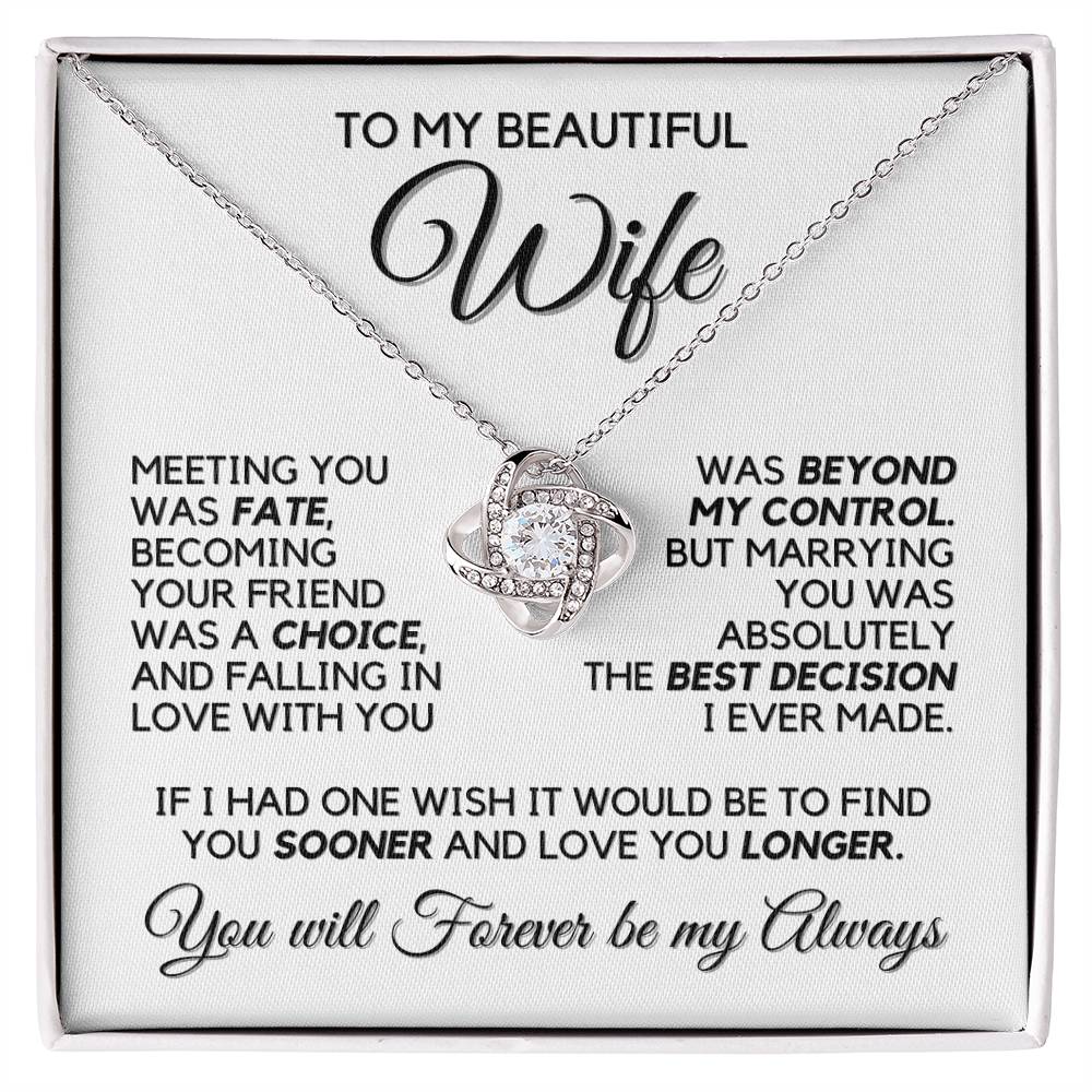 To My Wife - Infinite Love - Necklace - White Gold Finish with Two-tone Box