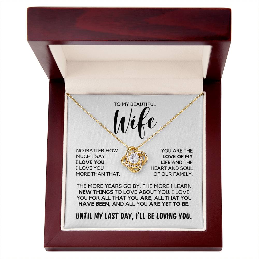 To My Wife - Until My Last Day - Necklace - Yellow Gold Finish - Luxury Box w/LED