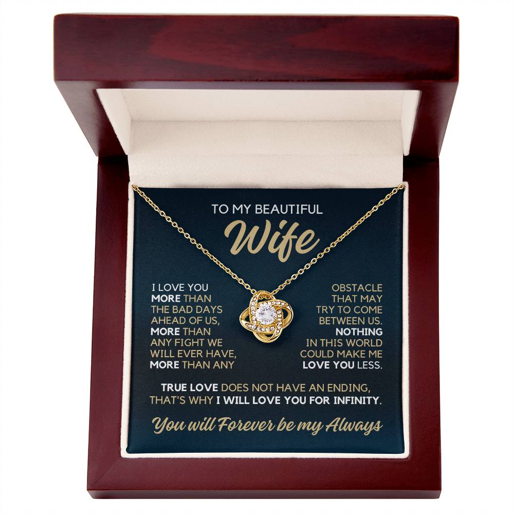 To My Wife - I Love You More - Necklace - Yellow Gold Finish with Luxury LED Box