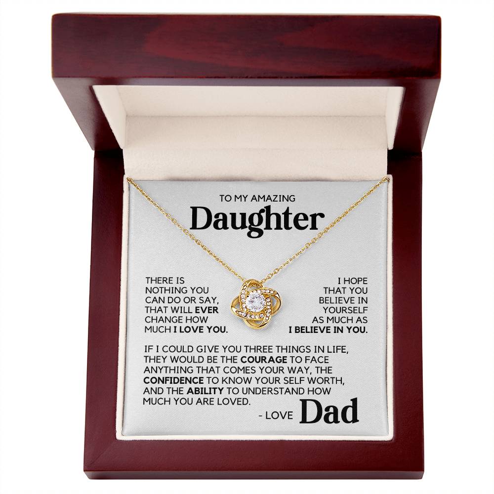 To My Daughter - I Love And Support You - Yellow Gold Finish Necklace with Luxury style LED box