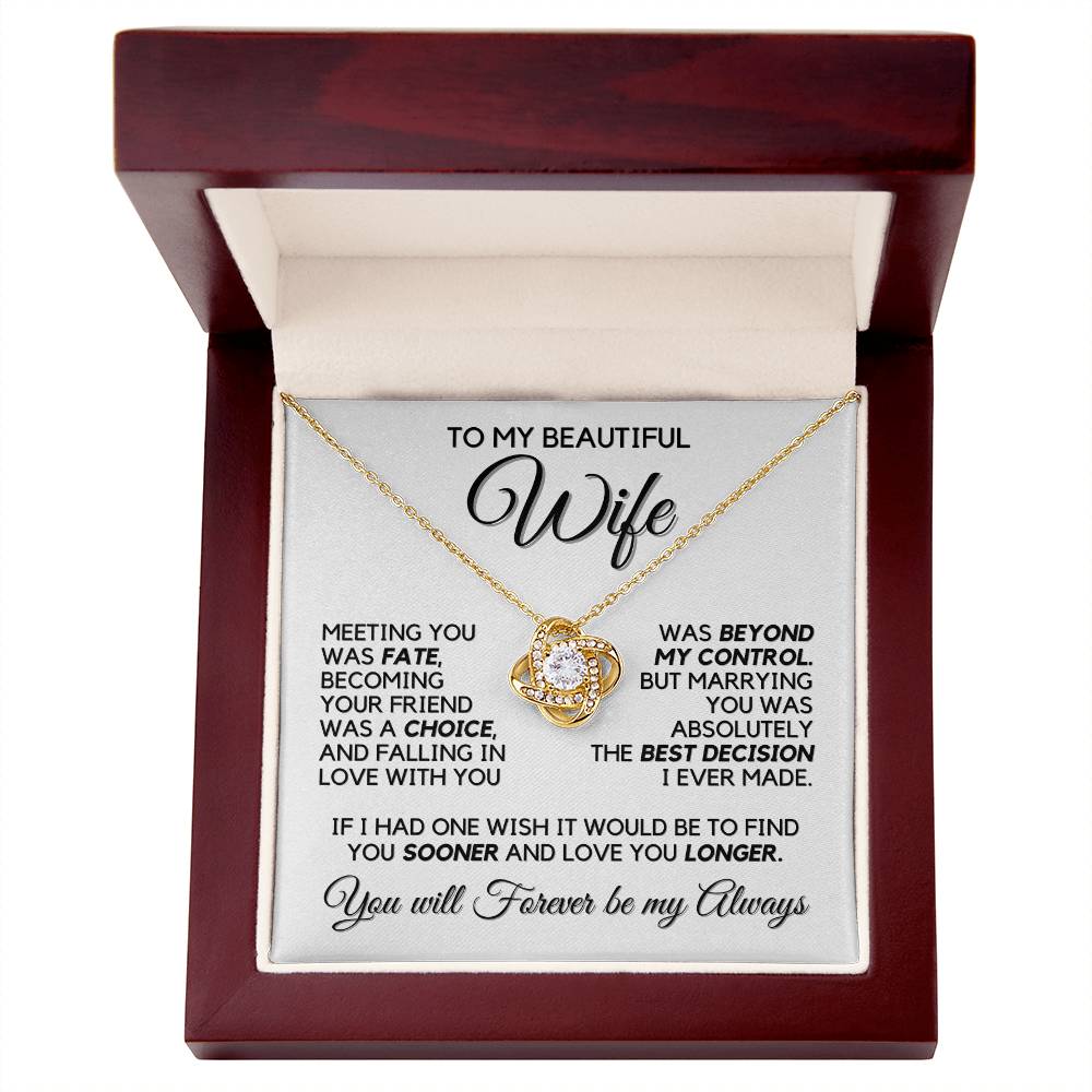 To My Wife - Infinite Love - Necklace - White Gold Finish with Luxury LED Box