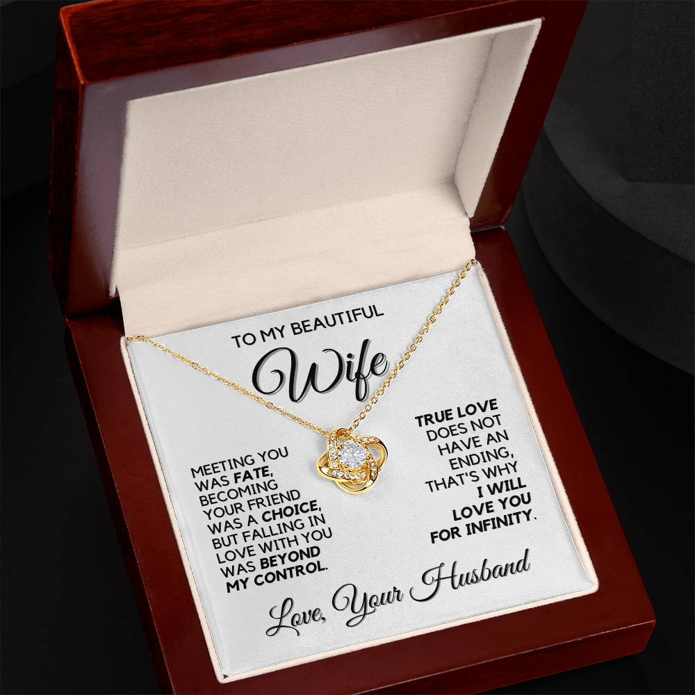 To My Wife - Infinite Love - Necklace - White Gold Finish with Luxury LED Box