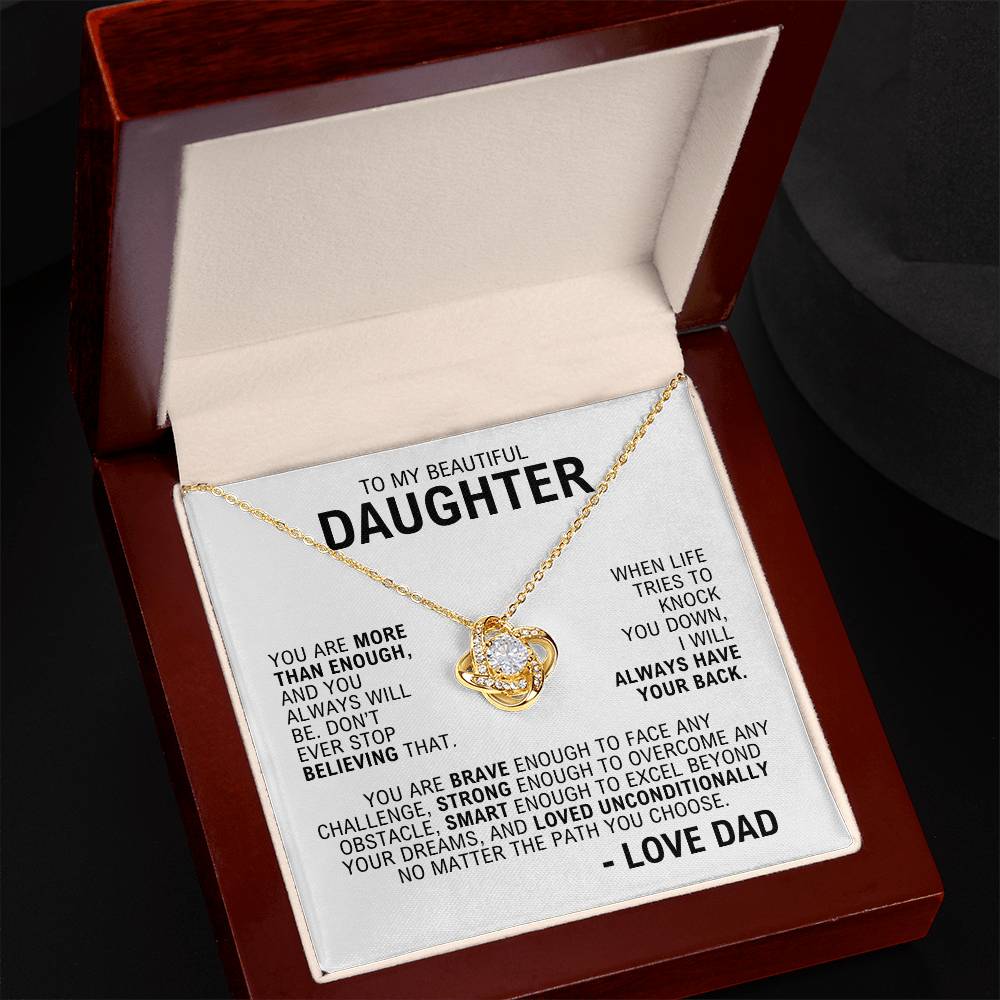 To My Daughter - I Will Always Love You - Yellow Gold Finish Necklace with Luxury LED Box