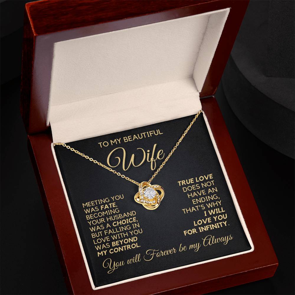To My Wife - Infinite Love - Necklace - White Gold Finish with Luxury LED Box