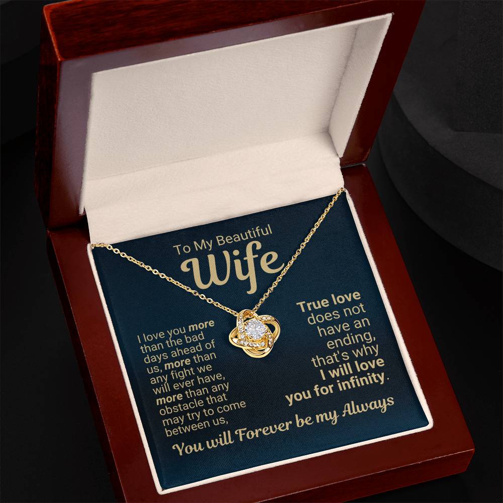 To My Wife - I Love You More - Necklace - Yellow Gold with Luxury LED Box