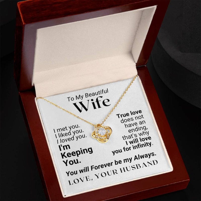To My Wife - I'm Keeping You - Yellow Gold Finish - Necklace - Mahogany-style Box (w/LED)