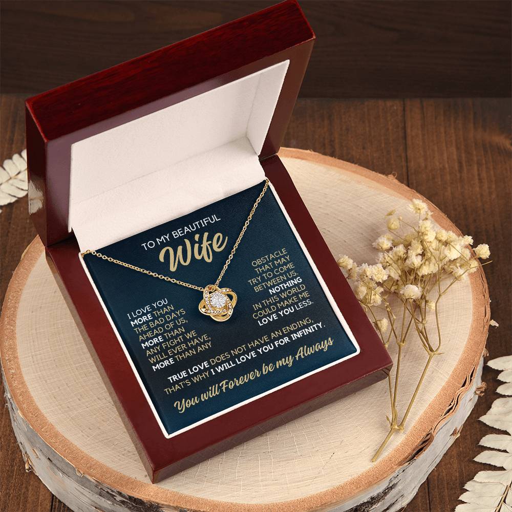 To My Wife - I Love You More - Necklace - Yellow Gold Finish with Luxury LED Box