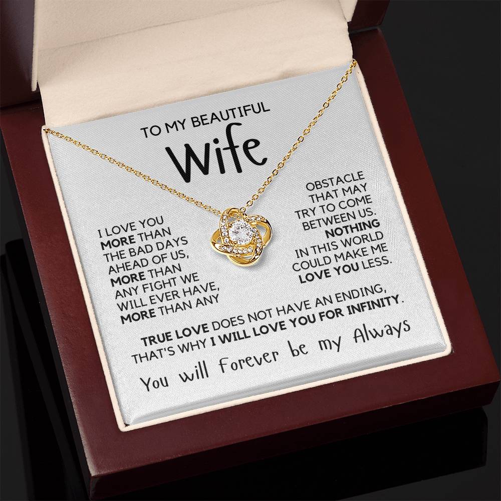 To My Wife - I Love You More - Necklace - Yellow Gold Finish with Luxury LED Box