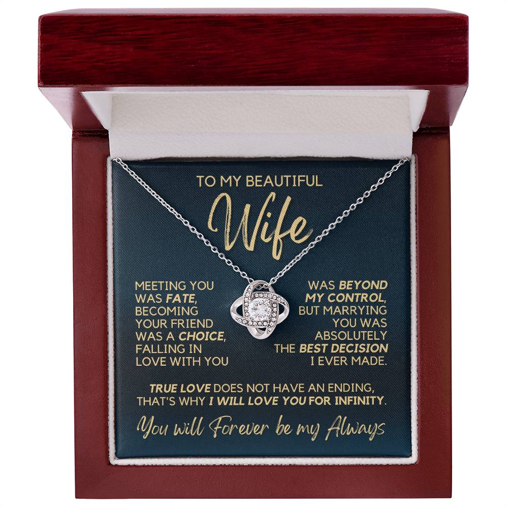 To My Wife - Infinite Love - Necklace - Yellow Gold Finish with Luxury LED Box