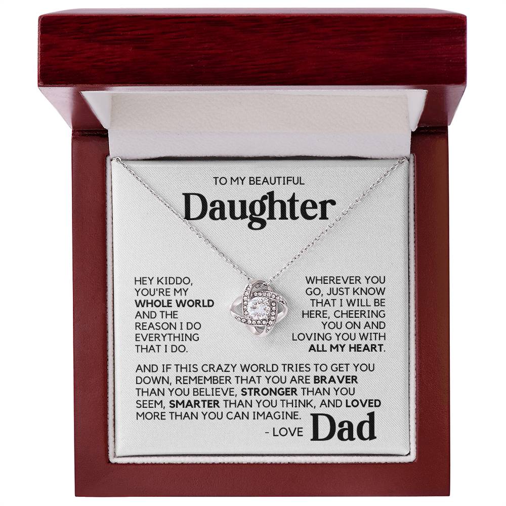 To My Daughter - My Whole World - White Gold Finish Necklace with Luxury LED box