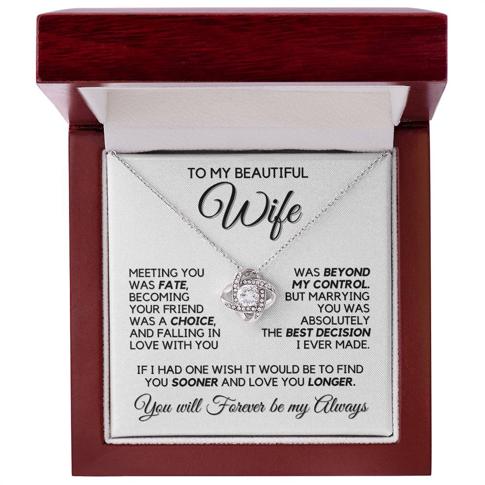 To My Wife - Infinite Love - Necklace - Yellow Gold Finish with Luxury LED Box