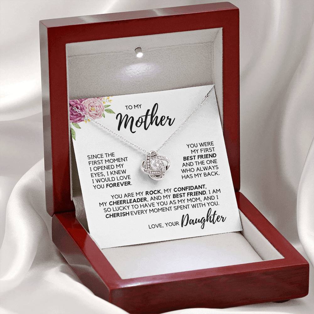 To My Mother - My Best Friend - White Gold Necklace with Luxury LED box