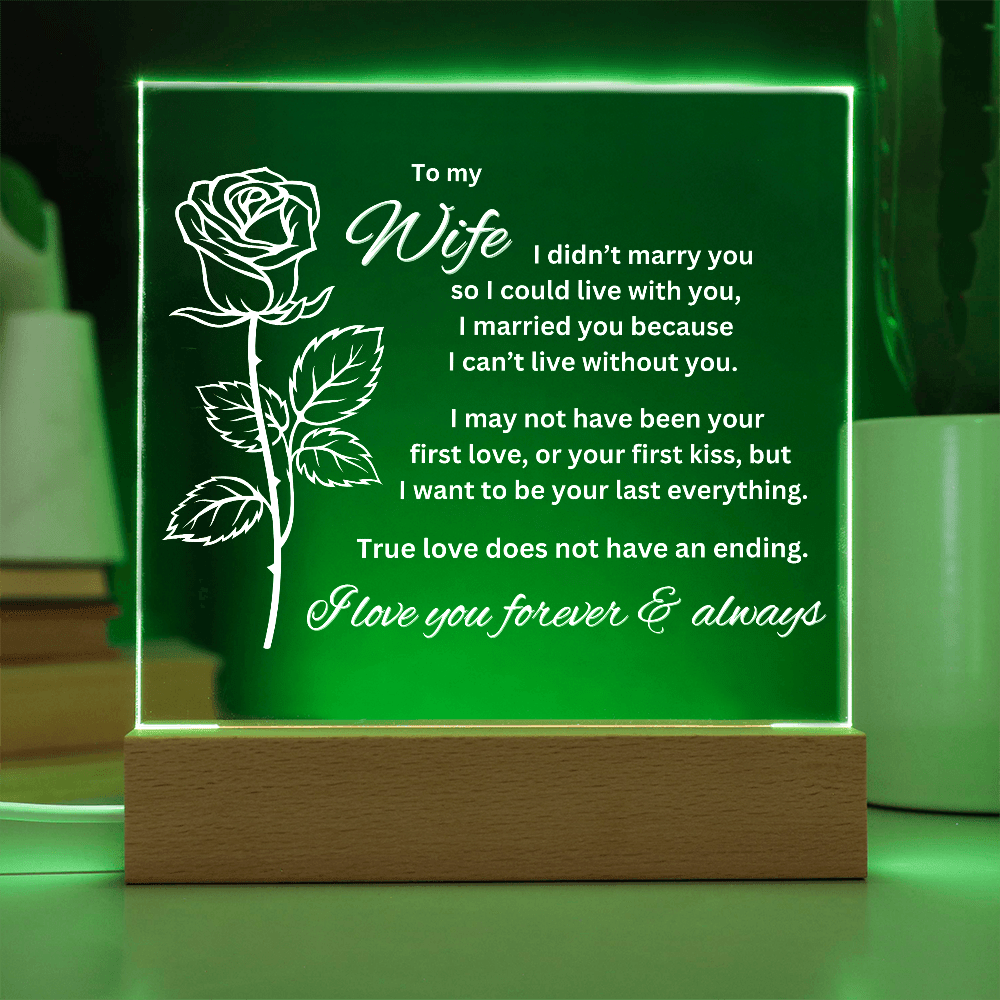 To My Wife - I Can't Live Without You - Acrylic Plaque With Lighted Base