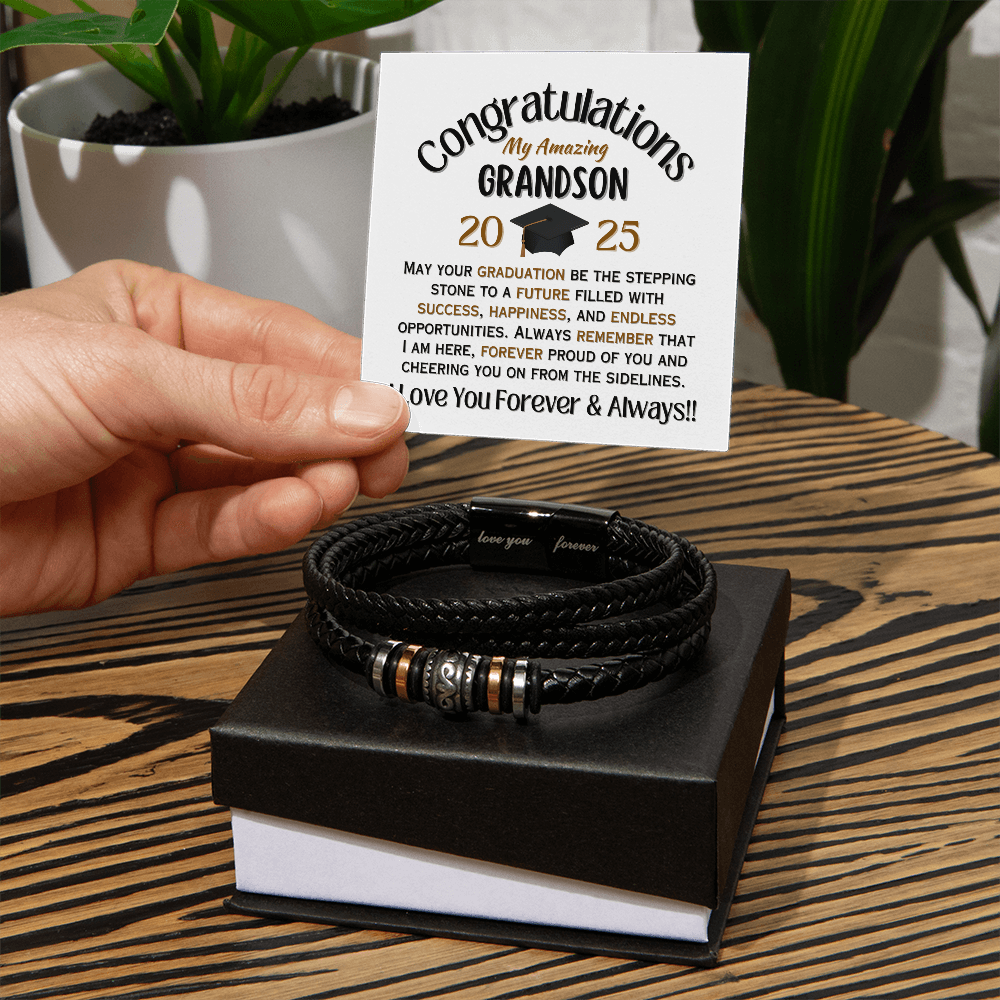 To My Amazing Grandson Graduation Men's Bracelet