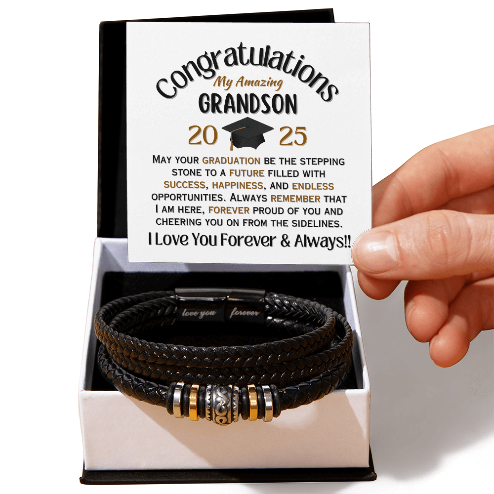 To My Amazing Grandson Graduation Men's Bracelet