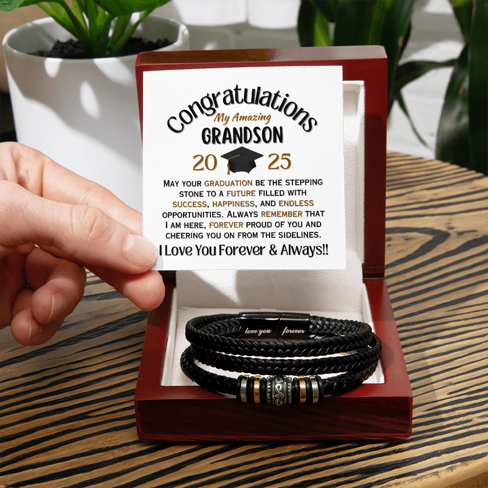 To My Amazing Grandson Graduation Men's Bracelet