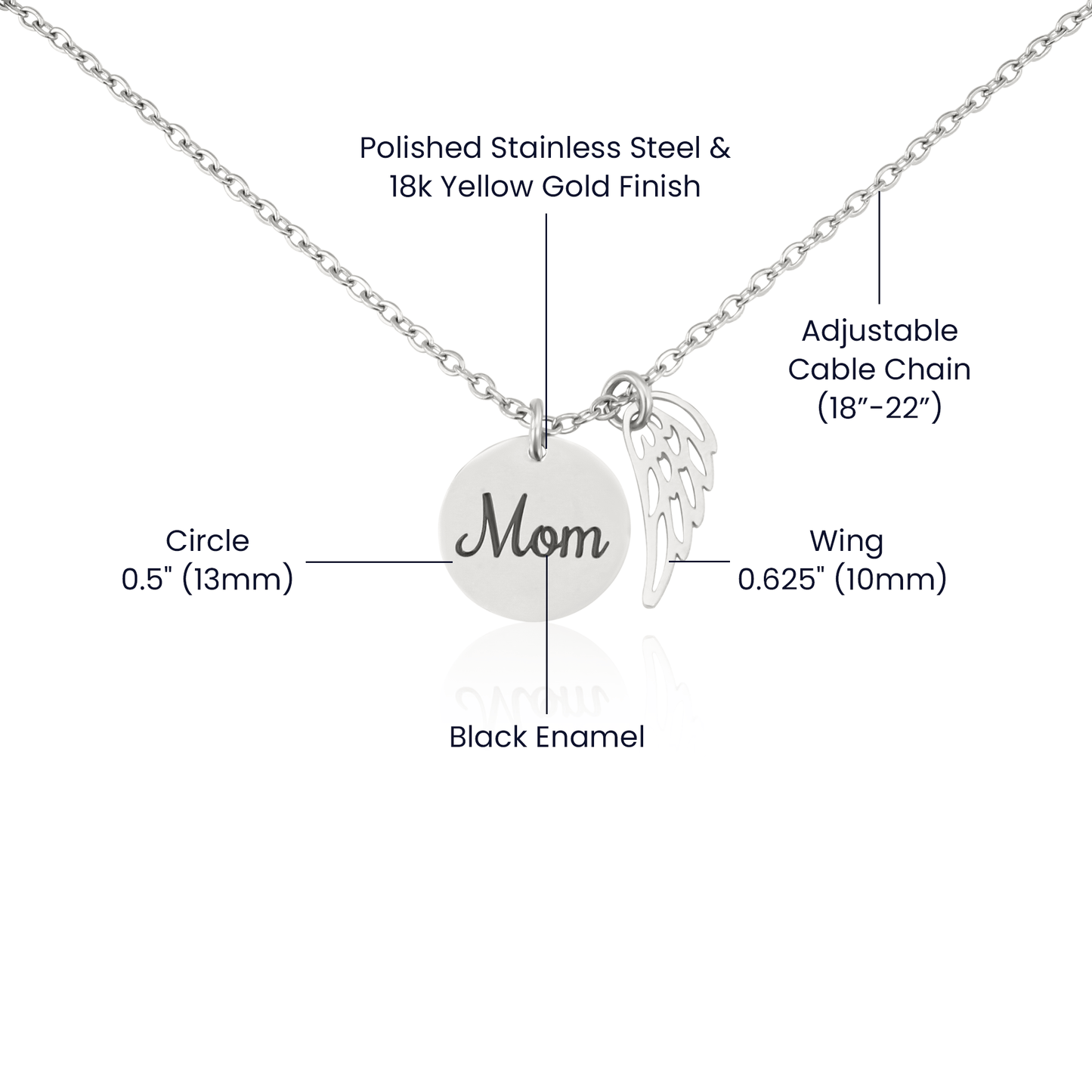 Angel Wing Memorial Necklace - Mom