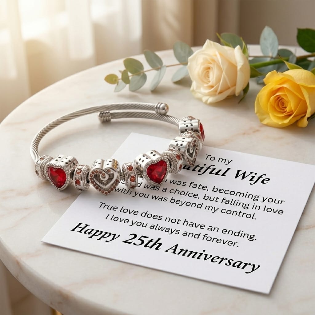 25th Anniversary Bracelet Gift for Wife