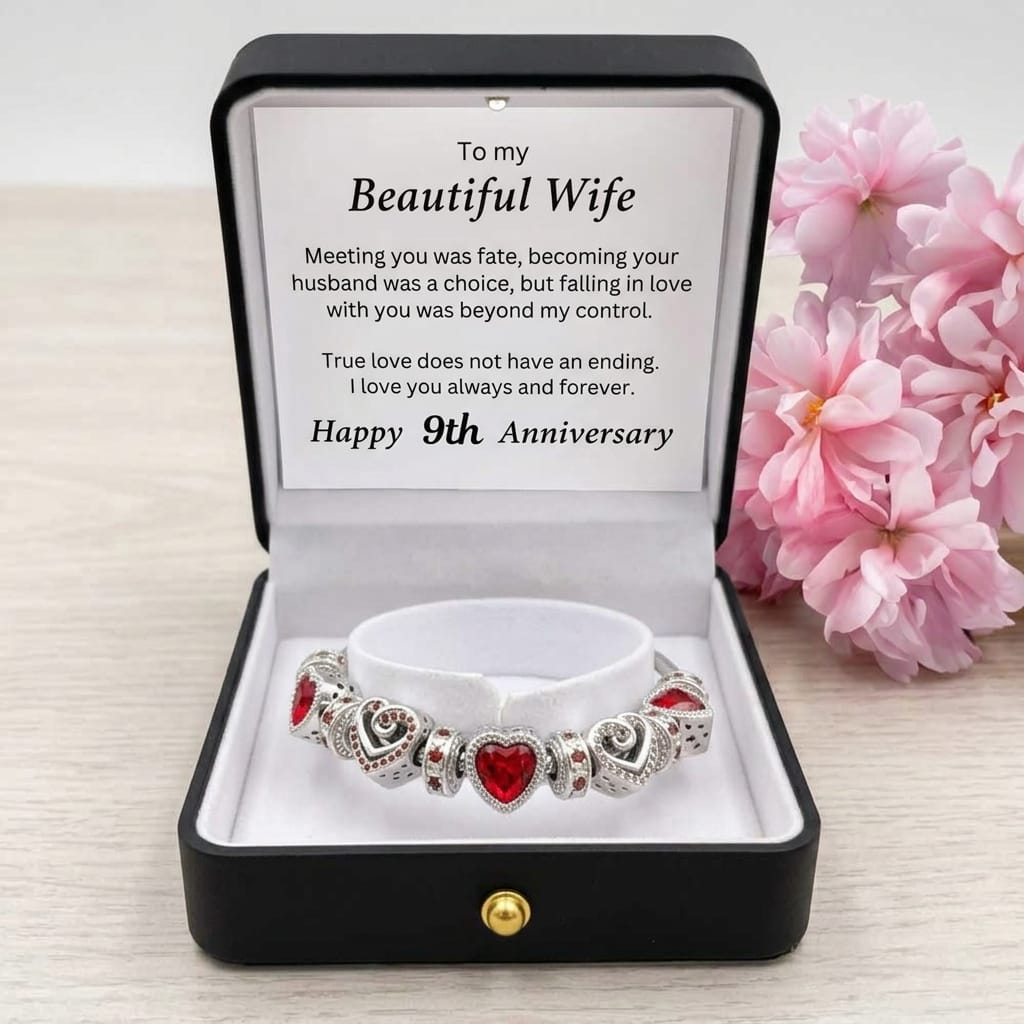 9th Anniversary Bracelet Gift for Wife