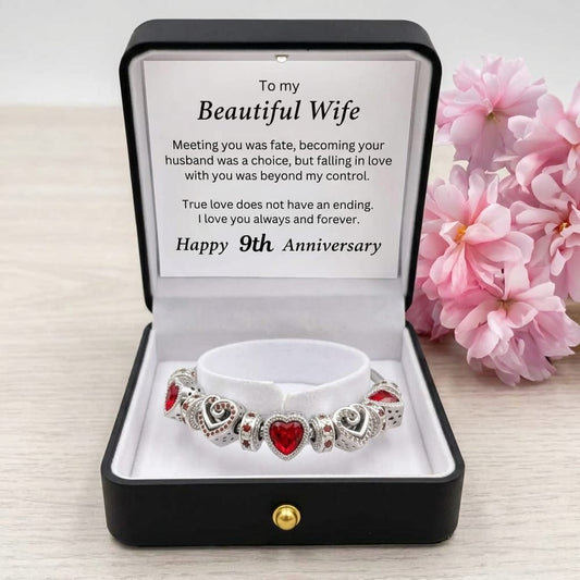 9th Anniversary Bracelet Gift for Wife
