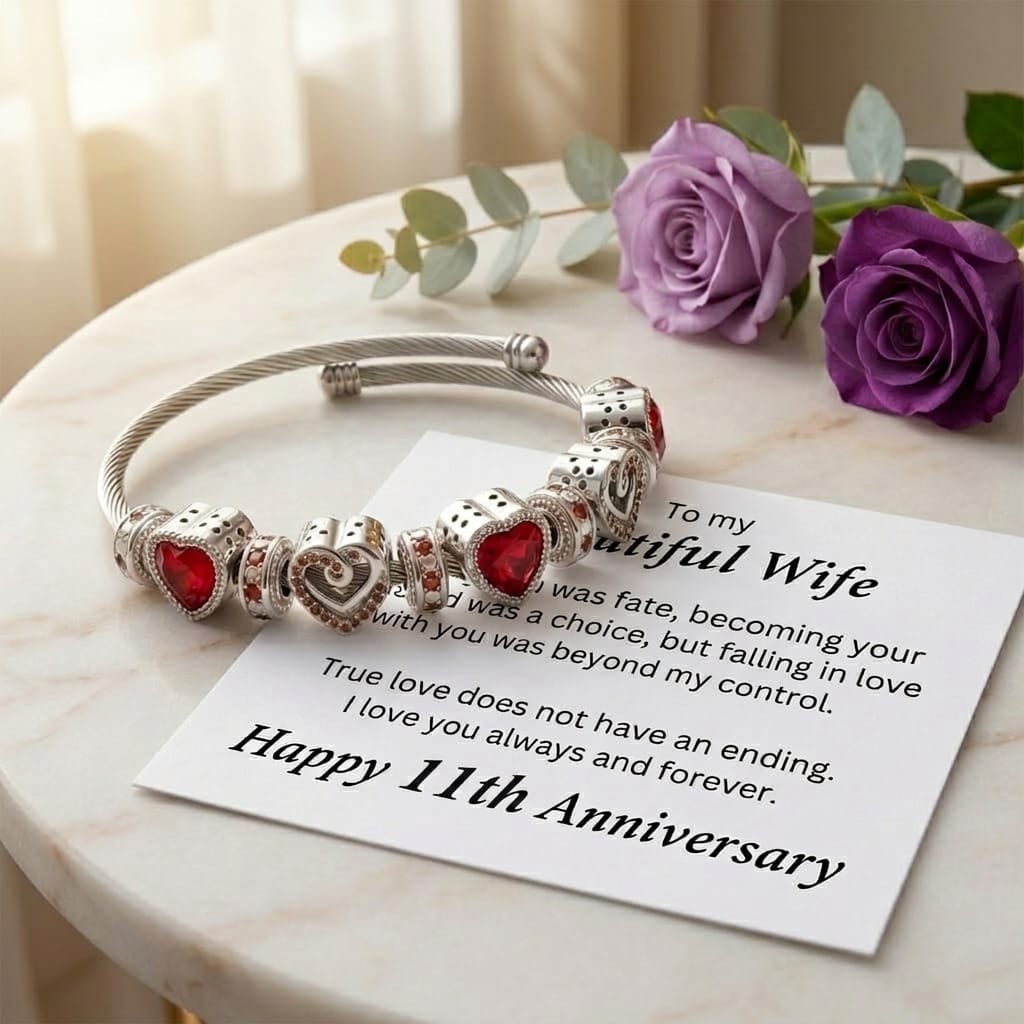 11th Anniversary Bracelet Gift for Wife