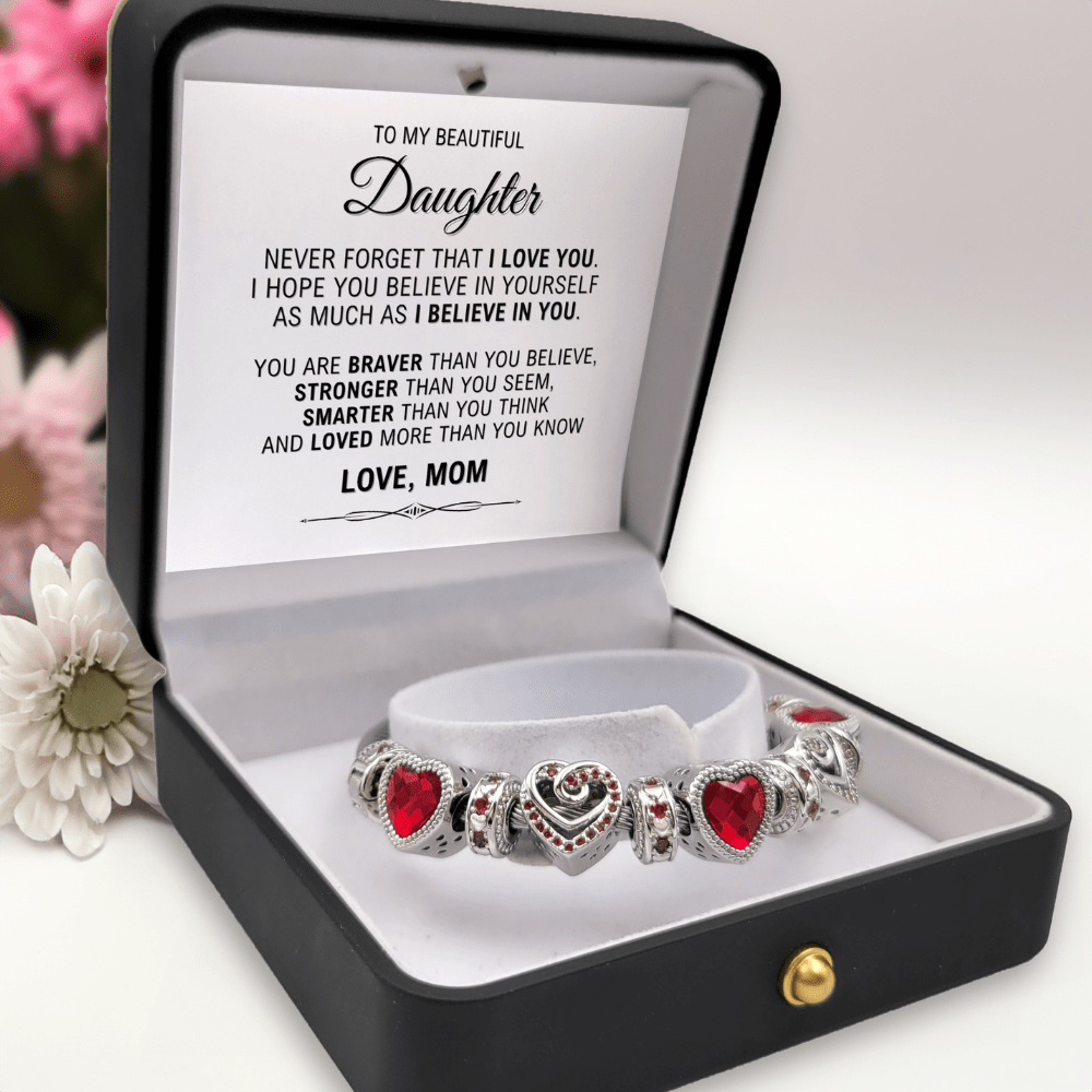 To My Beautiful Daughter - Love Mom - Birthstone Bracelet - July