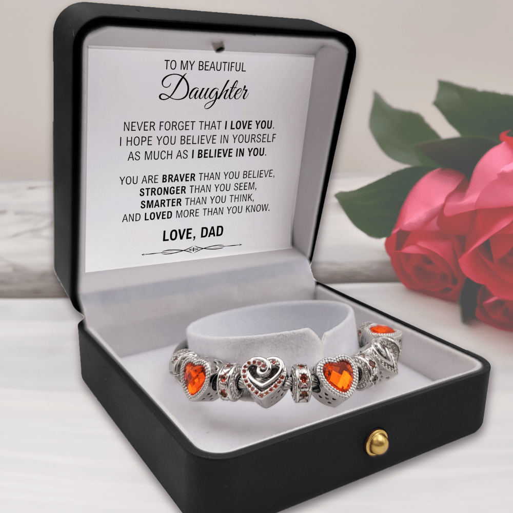 To My Beautiful Daughter - Love Dad - Birthstone Bracelet