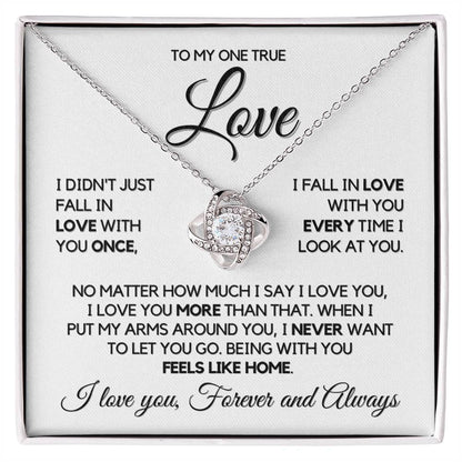 To My One True Love - Necklace - White Gold Finish with Two-tone Box
